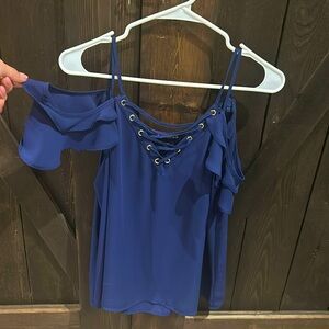 Express blouse Cold Shoulder Ruffle Trim Spring Shirt.